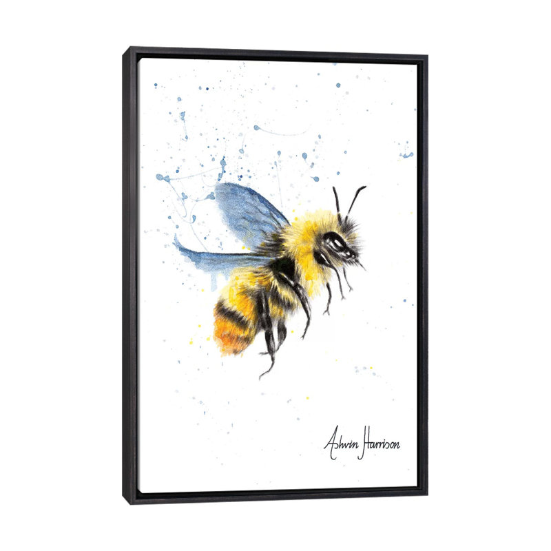 «Sun Bee» par Ashvin Harrison - impression, Aucun mat, H 26 po x l 18 po x 1,5 po, Toile avec cadre noir patiné