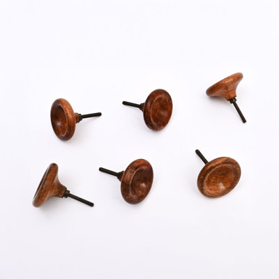 Brown Concave Wooden Knob – Set of 6