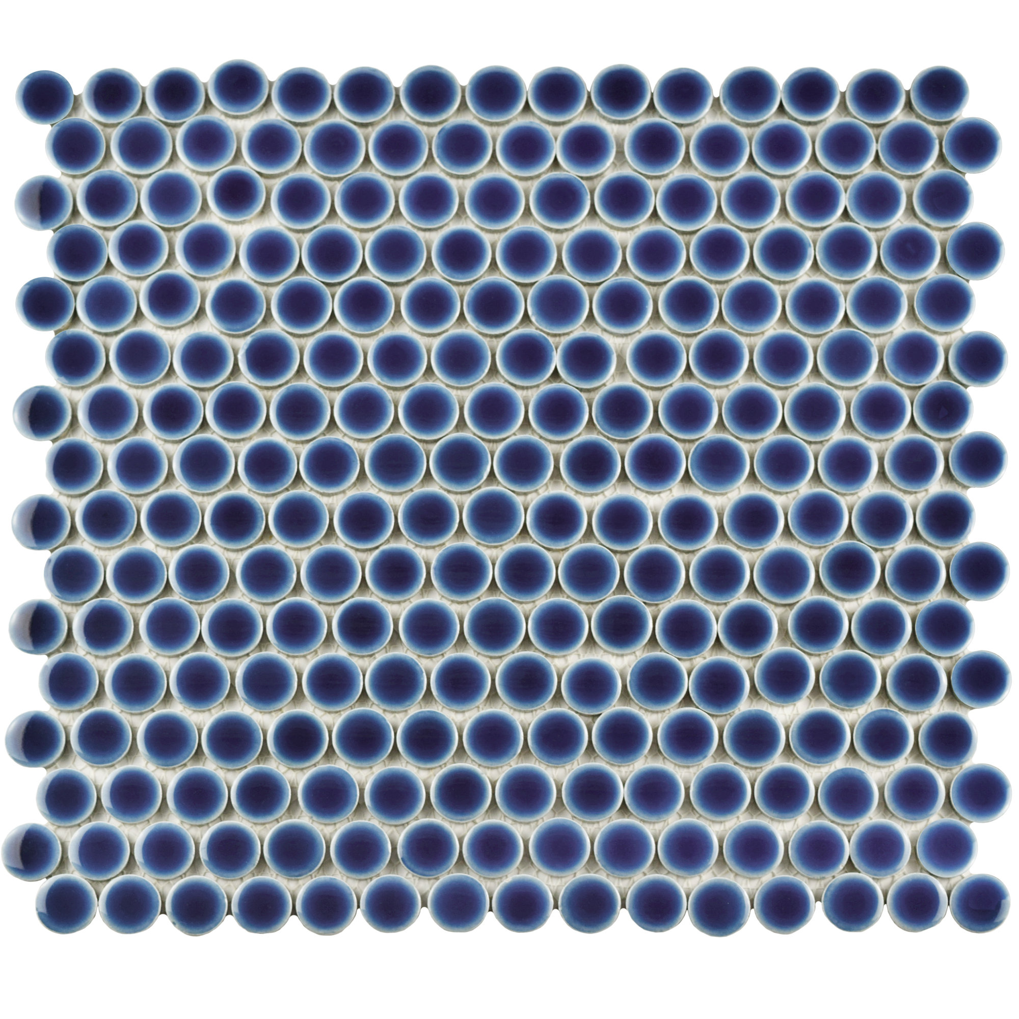 Hudson Penny Round 11-7/8 " x 12-5/8 " Porcelain Mosaic Floor and Wall Tile, Smoky Blue