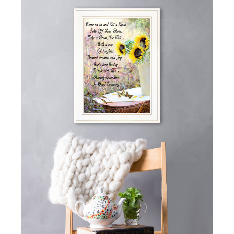 «Partage du soleil», art mural encadré pour le salon et la maison par Trendy Decor 4U, Blanc, H 22 po x l 16 po x P 1 po