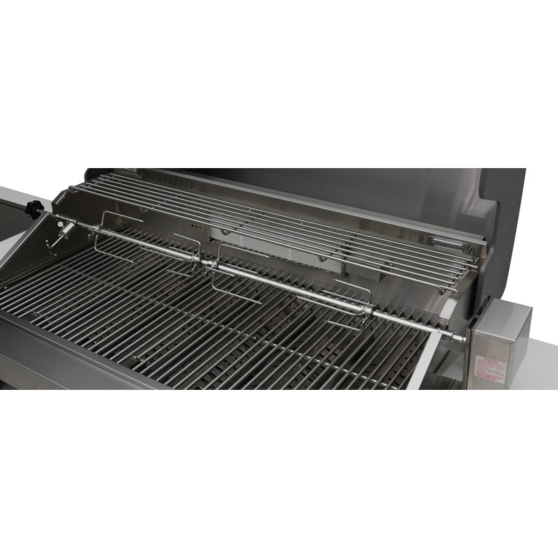 Mont Alpi 6-Burner 115000 BTU Deluxe Stainless Steel Island Barbecue Grill + Compact Refrigerator