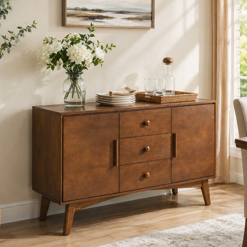 Sideboard Buffet Cabinet with Storage Solid Wood Legs for Dining Room Entryway