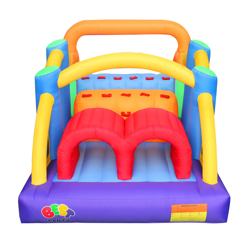 Colorful Inflatable Obstacle Course Bounce House with Slide