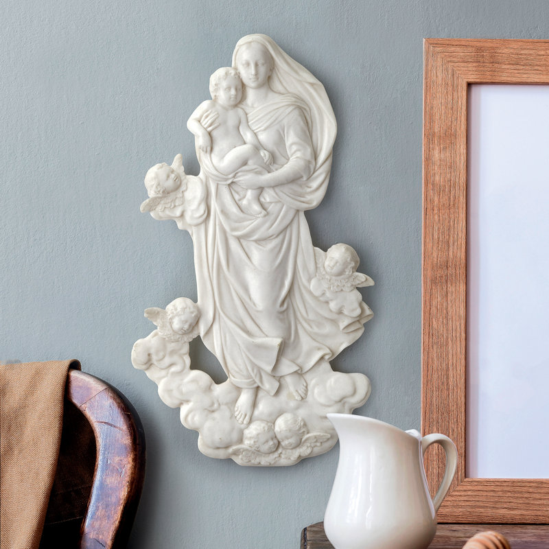 Mary with Cherubs Wall Sculpture