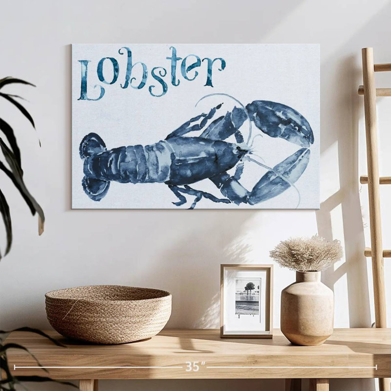 Brampt Beach House Kitchen Blue Lobster, 16" H x 24" W