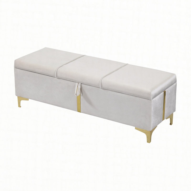 Zeger Upholstered Storage Bench, Beige