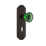 Deco Plate with Decorative Keyhole and Crystal Emerald Door Knob