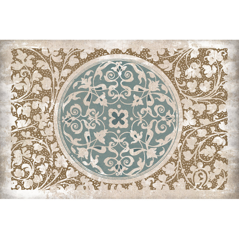 Center Circle Pattern Grey Blue - Wrapped Canvas Print, 81cm H x 122cm W x 3.8cm D