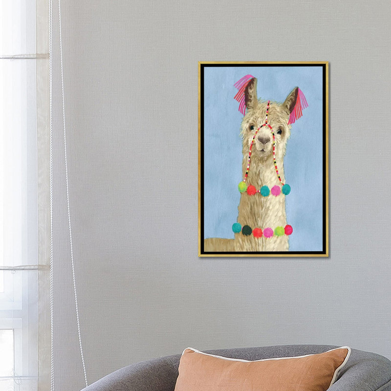 «Adorned Llama III», impression, H 26 po x l 18 po x 1,5 po, Toile encadrée d'or