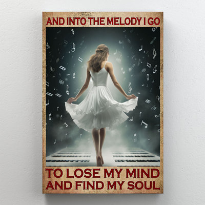 «And Into The Melody I Go Dancer On Piano Keys», art mural sur toile - Décoration de salon, de chambre à coucher ou de bureau