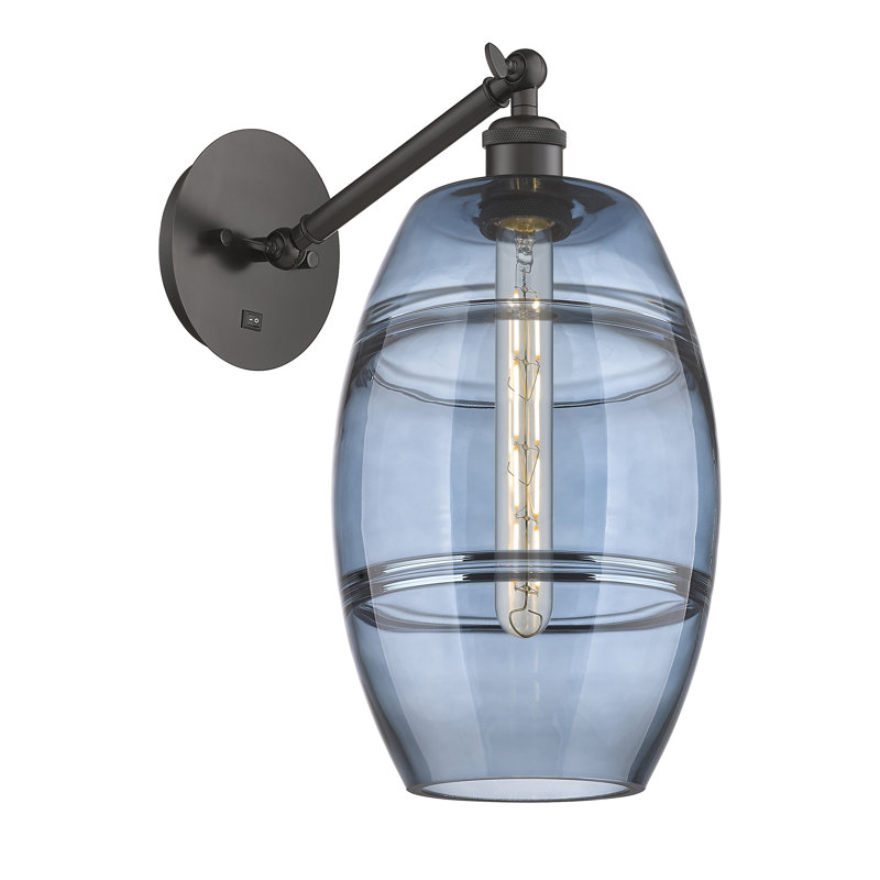 Dundrod Steel Armed Sconce, White Polished Chrome, Princess Blue