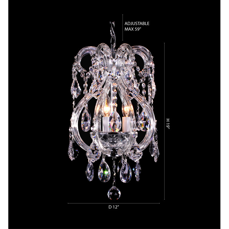 3-Light Chrome Chandelier With Clear Crystals