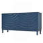 Élégant buffet doté de portes à motif ondulé sophistiquées avec un design à rainures arquées dans une disposition élégante à quatre portes, réglable, adapté pour le bureau, le vestibule et le salon (bleu marine)-133084938