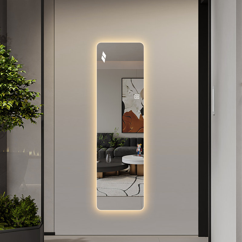 Miroir pleine longueur à DEL sans cadre avec éclairage antibrouillard à intensité variable 3 couleurs à fixation murale