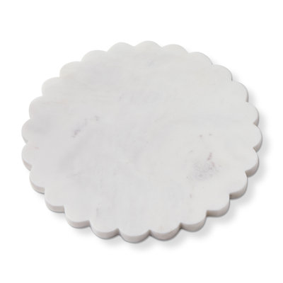 Scalloped Round Marble Board White Everyday
