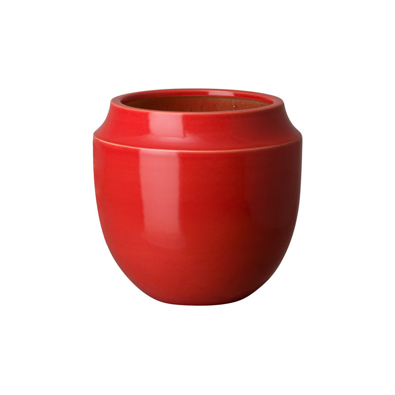Vase de table en céramique Ditmore, H 9 po x l 9 po x P 9 po, Corail rouge
