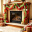 Guirlande de Noël de 2,74 m (9 pi), lot de 2, guirlande en maille rouge et verte pré-décorée avec ornements de Noël pour la décoration intérieure des fêtes de fin d'année.