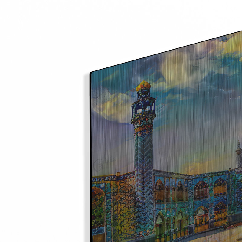 «Mausolée Ispahan l'Iran Hilal Ibn Ali» par Pierre Gavidia, art mural en métal, 24 po x 12 po