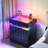19.7'' W Nightstand With 3D Mirror Abyss & Rgb Lighting, 2-Drawer Bedside Table With Hidden Storage And Human Sensor Light-1526823911