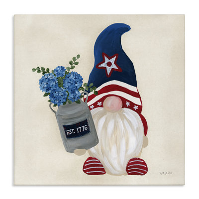 Gnome & Americana Bouquet Canvas Wall Art by Yvette St. Amant