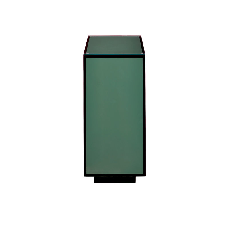 Lacquer Glass End Table, Green/Black