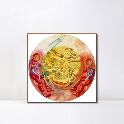 Framed Canvas Giclee Print Series#111 by Salvador Dali Wall Art for Living Room Home Office Decorations(Wood Color Slim Frame,24"x24")