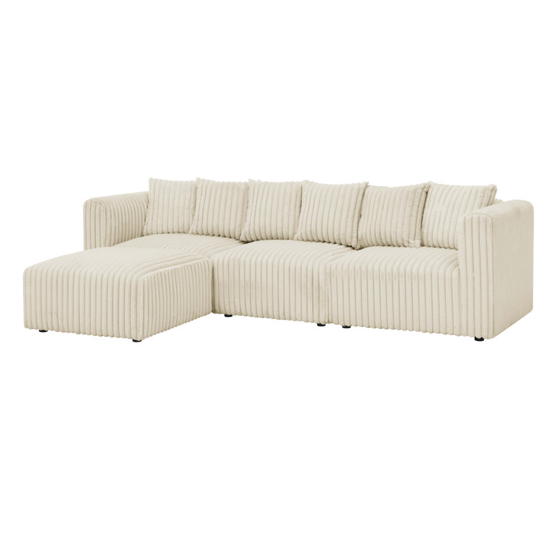 Dalmerlington Modular Sectional, Beige Faux Fur