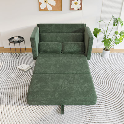 Lit 2 places avec rangement latéral, design convertible de 21 pouces, tissu en velours côtelé, rembourrage à haute résilience, structure stable, siège confortable pour une utilisation prolongée, cadre en bois massif, montage facile, idéal pour la famille