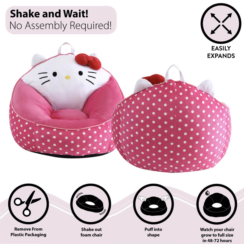 Sanrio Hello Kitty Kids Foam Filled Bean Bag Chair, Decorative Lounge Chair for Kids