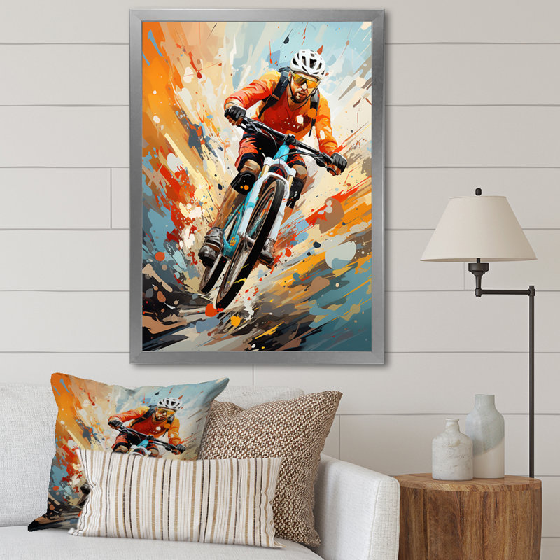 Bicycle Abstracted Trails An I - Bicycle Wall Art Prints, H 20 po x l 12 po x P 1 po, Cadre photo argenté