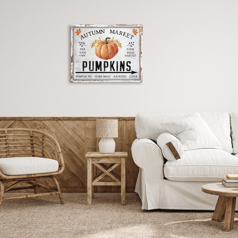 «Autumn Market with Arrow», art mural sur toile par Creatif Belle, H 24 po x l 30 po