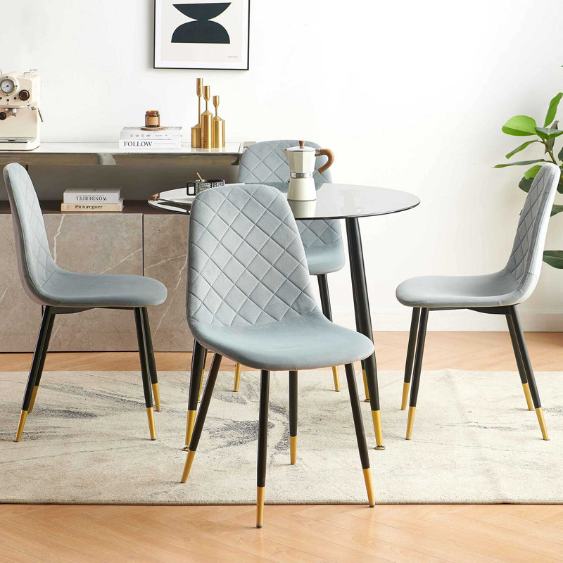 4 - Person Glass Top Four Leg Dining Set, Gray