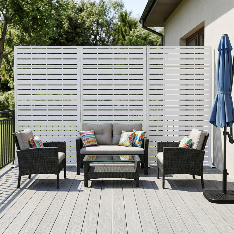 Paravent d'extérieur en métal, Blanc, H 72 po x l 35 po x P 16 po