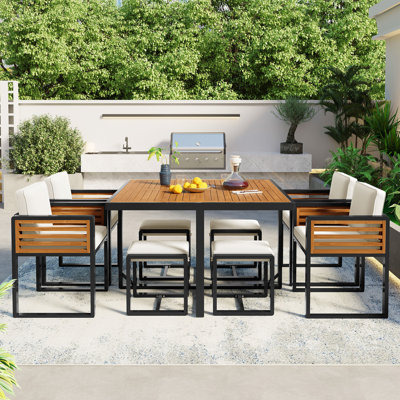 9-Pieces Acacia Wood Patio Dining Set