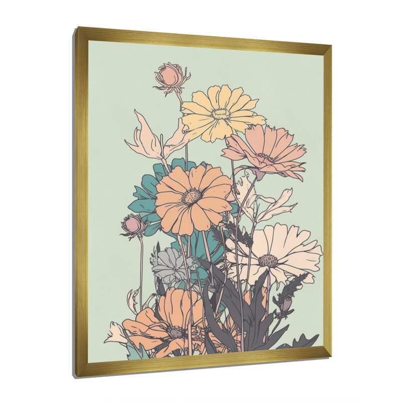 «Rucksana Daisy 90S Vibes I» sur toile, H 20 po x l 12 po x P 1 po, Encadrement doré
