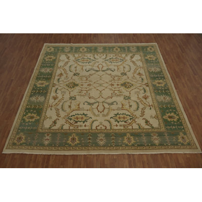 Grand tapis classique à motif floral Ziegler 12 x 12 avec de riches accents verts