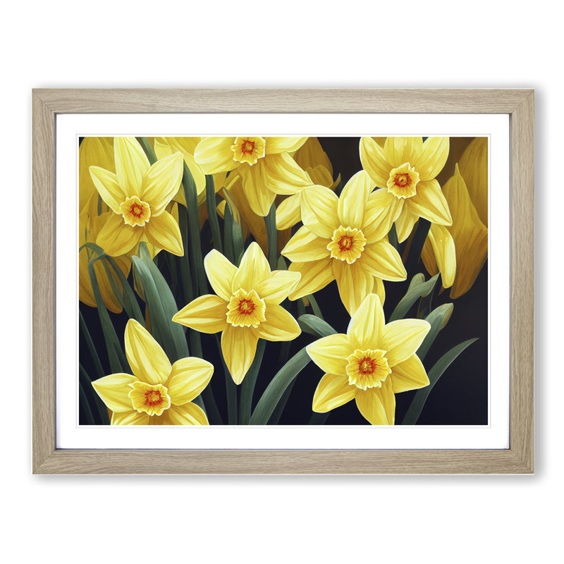 Ultimate Daffodil Flowers - Framed Print, 34cm H x 46cm W x 2cm D, Oak