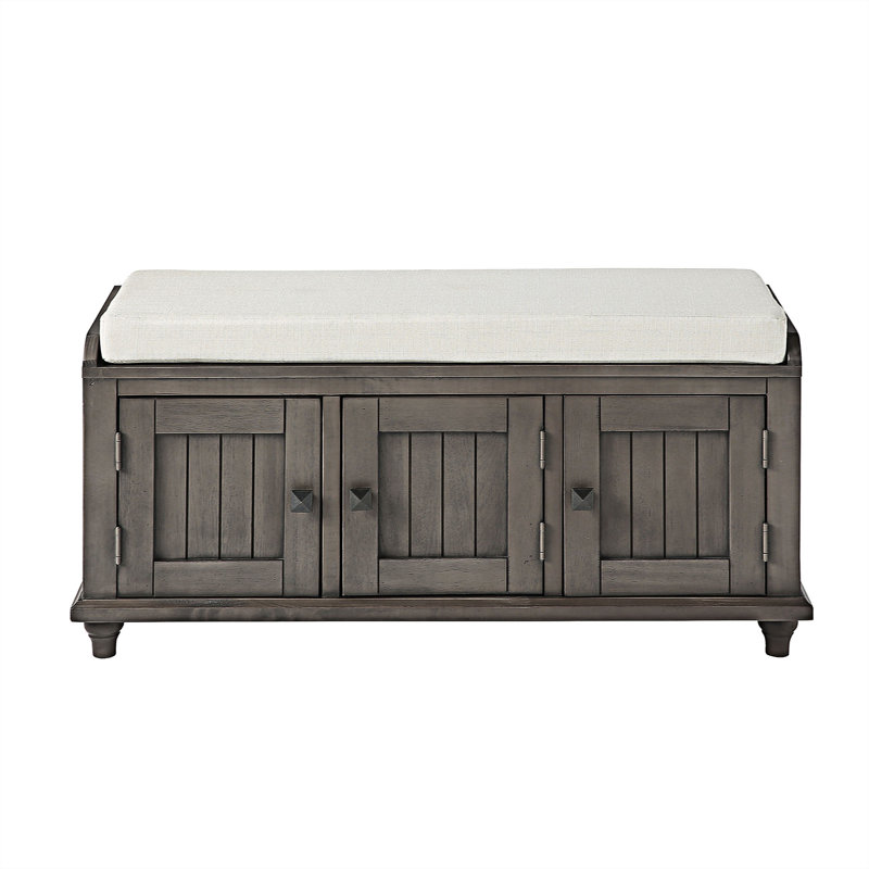 Banc avec armoire de rangement, gris