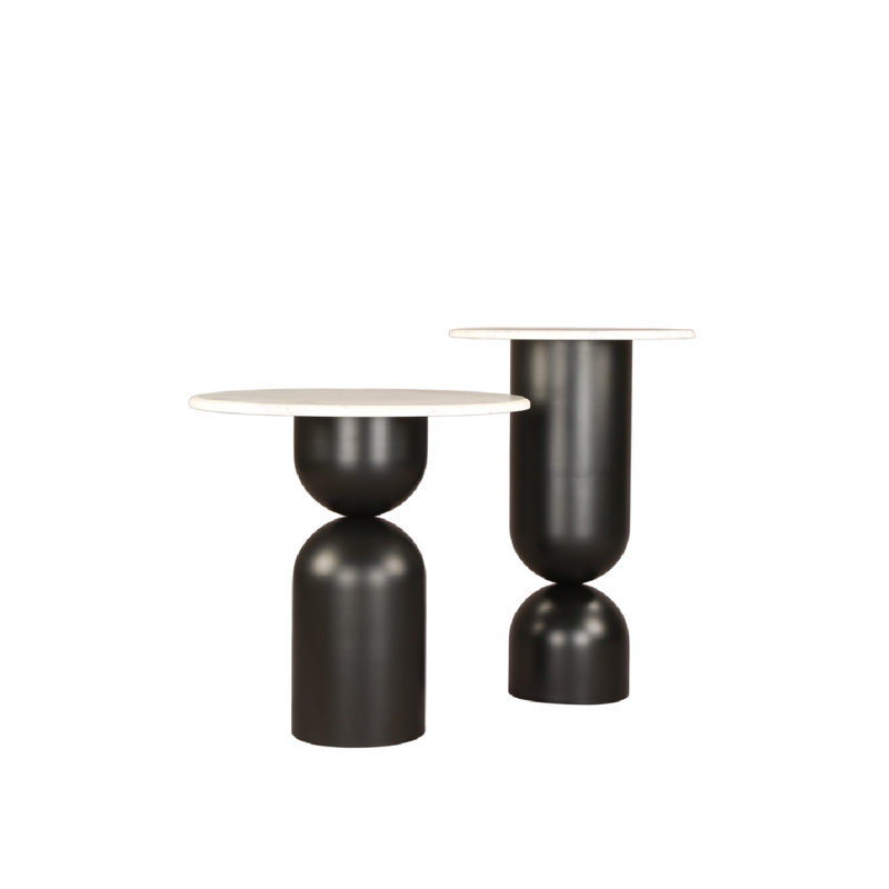 Babel Marble Nesting End Table, Black