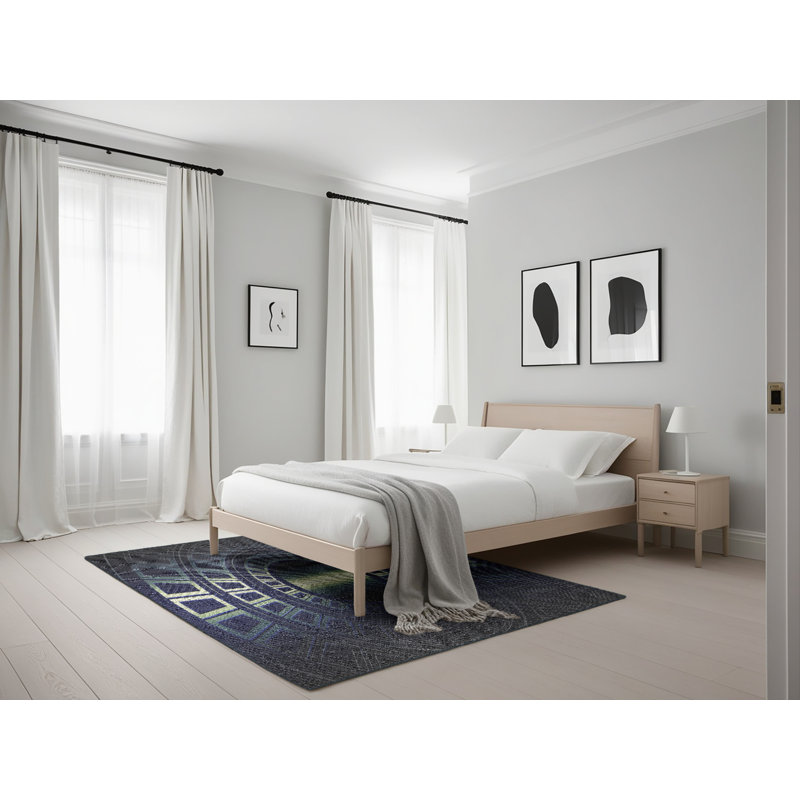 Tapis décoratif géométrique noir, Rectangle 5 pi x 7 pi