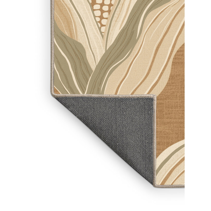 Tapis brun doux et moelleux à motif de blocs de style rustique à motif de blocs de maïs - beige, 7 x 9