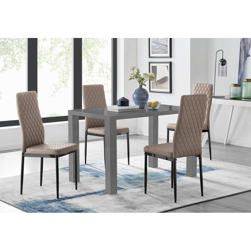 Scottsmoor 4 - Person Dining Set, Cappuccino/Black, White