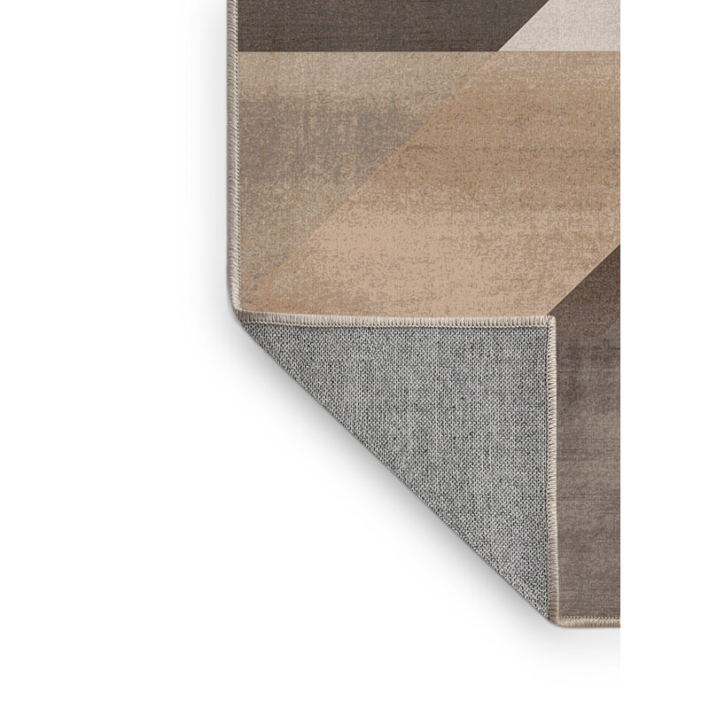 Tapis beige moderne et contemporain lavable à la machine Pantelis, Rond 3 pi