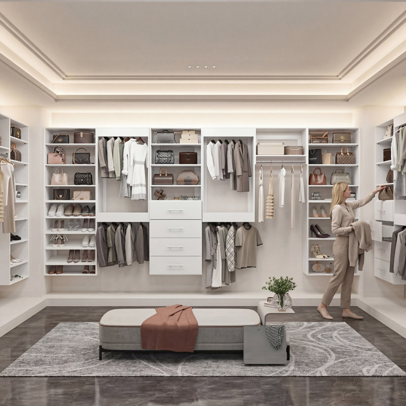 Système de garde-robe modulaire, conception polyvalente et personnalisable pour un rangement et une organisation efficaces