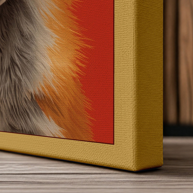 Fox Portrait Modern - Wrapped Canvas, 36x24 - 91.4 x 61.0 cm, Ochre Border