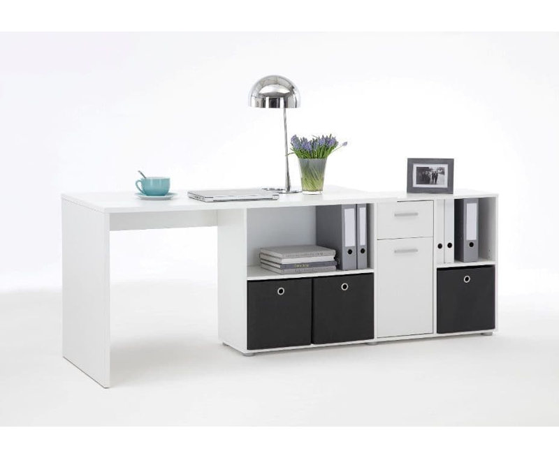 Clumm L-Shaped Writing Desk, White