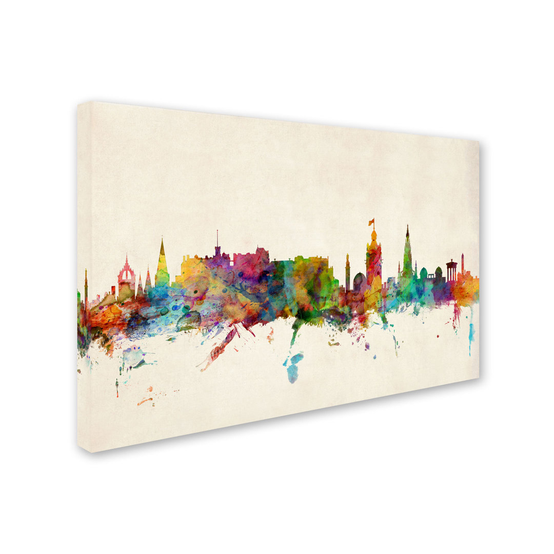 Tyisha "Edinburgh Scotland Skyline III" by Michael Tompsett Graphic Art on Wrapped Canvas Hokku Designs 