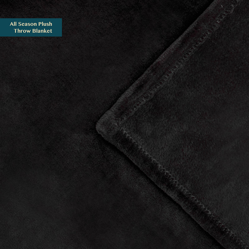 Black Luxury Fleece Throw Blanket for Sofa and Bed
