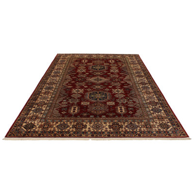7x10 Red and Ivory Kazak Tribal Rug