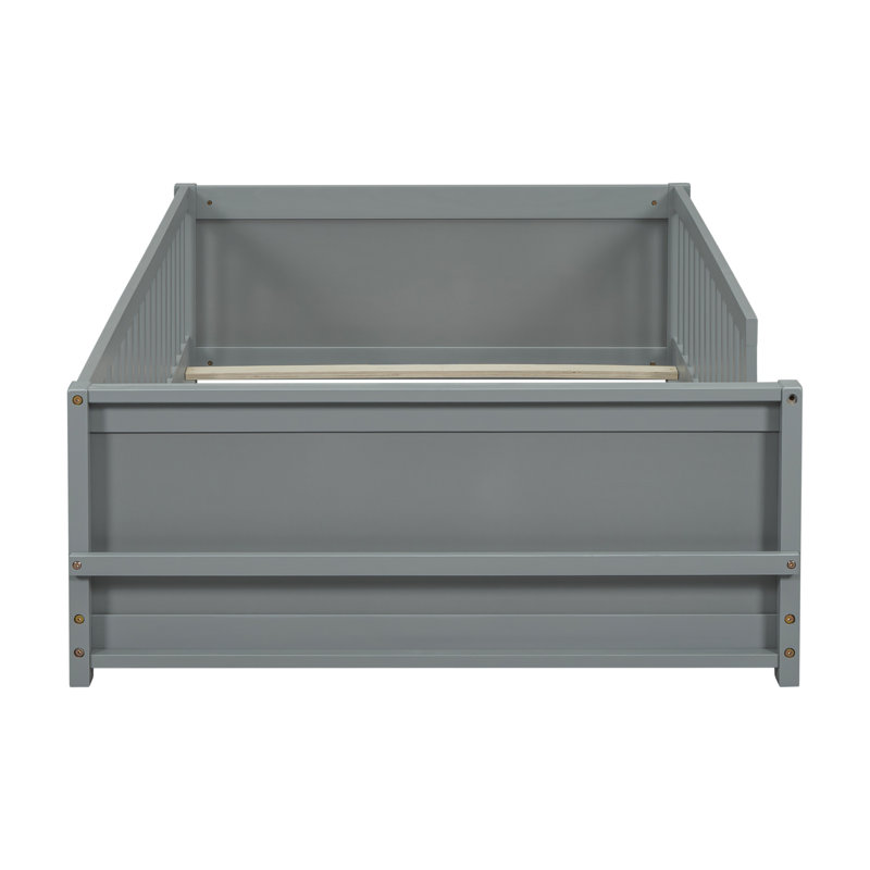 Lit plateforme gris avec option de rangement pour livres, Gris